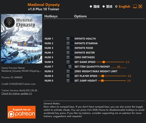 medieval dynasty trainer